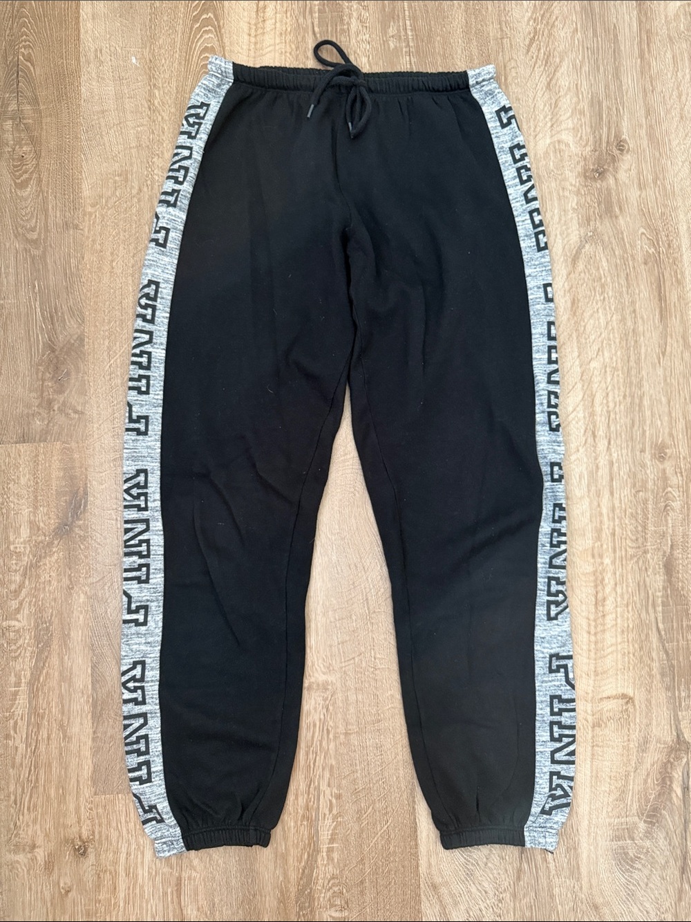 Victoria’s Secret PINK Black Sweatpants with LaceUp Tarim on Back Ankle